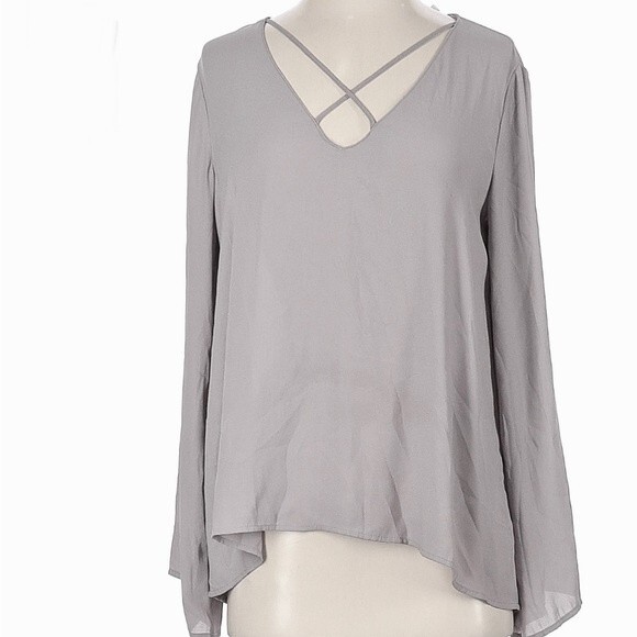 Lush cross front long sleeve gray blouse top size small - Picture 1 of 4